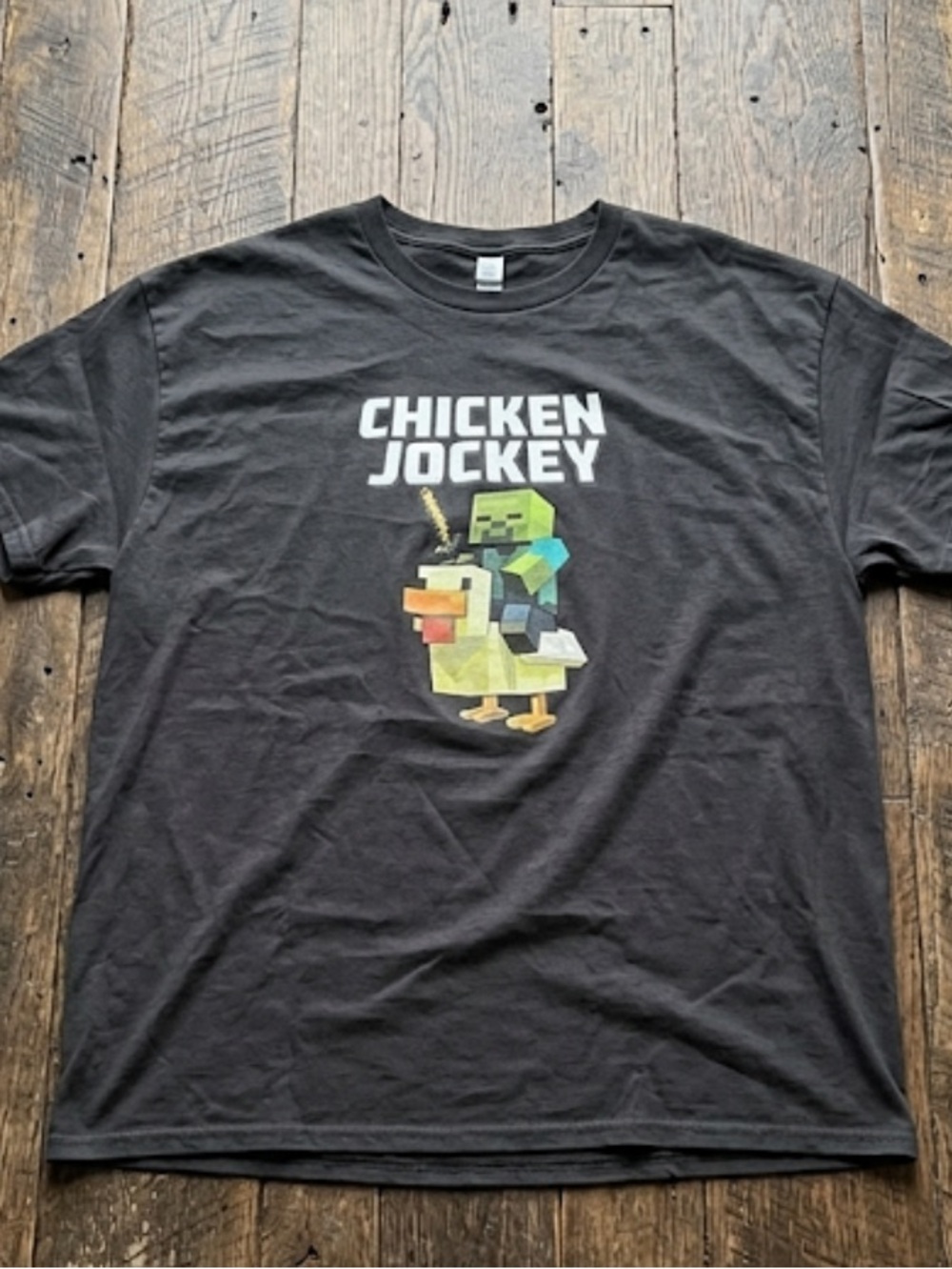 Minecraft Chicken Jockey T-Shirt Black 2XL